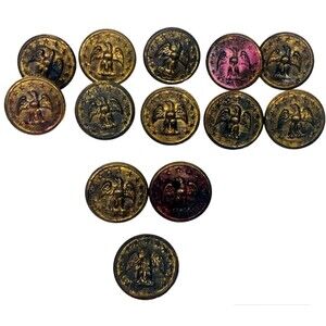 Eagle 13 stars Waterbury Conn Inc Shank Vintage Uniform Officer Buttons Lot 13